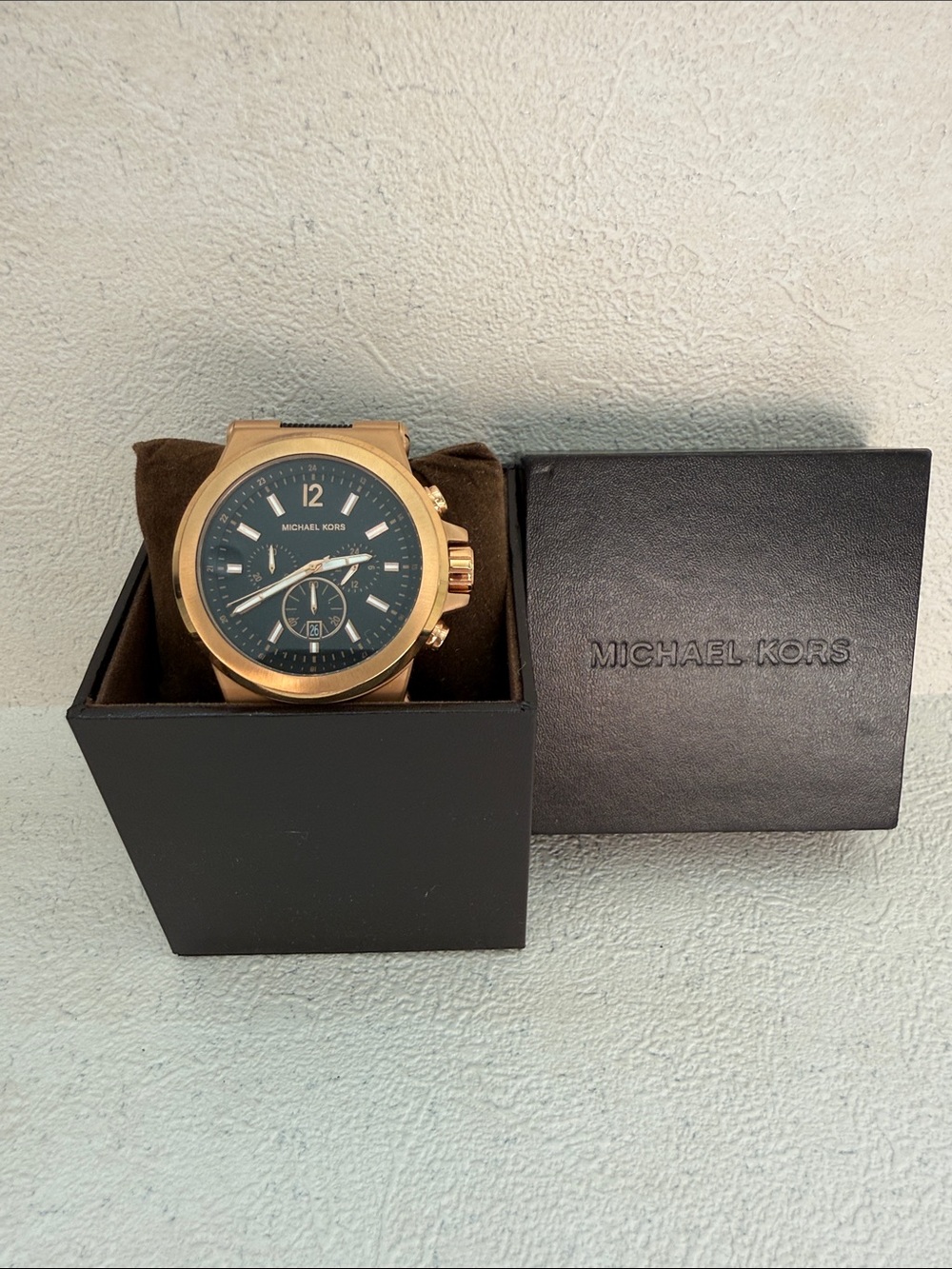 Michael Kors Rose Gold-Tone Men's Chronograph Watch with Black Dial